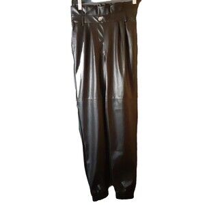 So Kohl's Joggers Women's Small Black Pleated Pleather Pant Elastic New #2833
